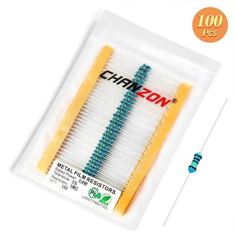 Chanzon 100pcs 1/4W (0.25W) 1M Ω ohm Metal Film Fixed