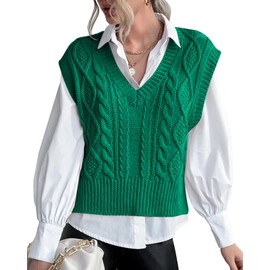 Lueluoye Fall Tank Tops for Women 2025 Trendy Lightweight Sleeveless Pullover Sweater Grass Green M