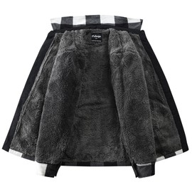 Puhope Men's Polar Fleece Warm Sherpa Lined Shirt Jacket for Men Thick Button Down Jacket with Multi Pockets Black/White Small