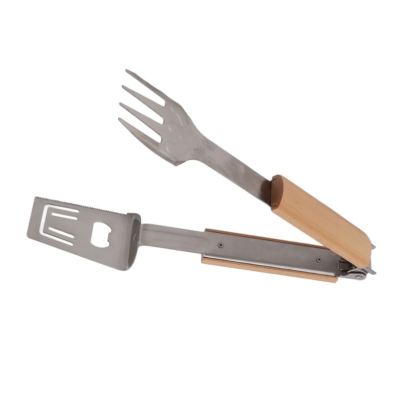 Grill Spatula Fork Tongs Durable Stainless Steel Food Tongs Multifunctional