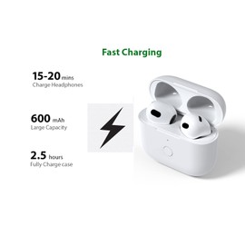 Newest Replacement Charging Case Compatible with AirPod 3rd Generation, Air pods 3 (Not for Airpod Pro) with Pairing Sync Button Without Earbuds, White