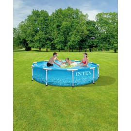 Intex 28206EH Large Round Above Ground Swimming Pool with Reinforced Sidewalls and Metal Frame for Backyard or Outdoor Use, 10 Foot by 30 Inch