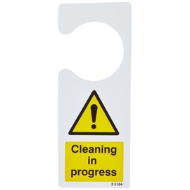 Caledonia Signs 55104 Cleaning in Progress, Door Hanger,80x205 mm