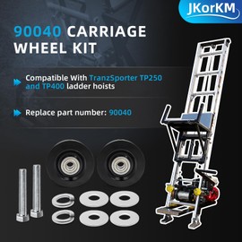 Jkorkm 90040 Complete Carriage Wheel Kit Compatible With TranzSporter Tp250 & Tp400 Elevador para roofing hoist with 2 Zinc Bolts 2 Lock Washers 4 Washers and 2 Carriage Wheels