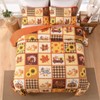 Anibedding 3Pieces Fall Patchwork Quilts King Size, Pumpkin Maple Leaves