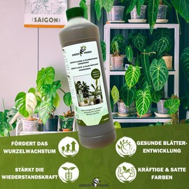 GreenPanda GreenPanda Grünpflanzen Dünger & Palmen Dünger 1L - BIO Flüssigdünger Konzentrat - Dünger für Zimmerpflanzen, Balkonpflanzen & Terrassenpflanzen - Bis 200L Gießwasser
