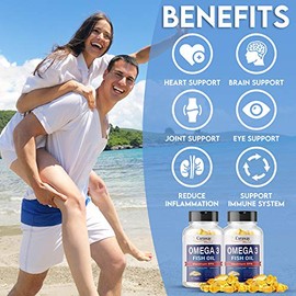 Aceite de pescado Omega 3 de 2.000 mg de grado farmacéutico. 1000mg EPA 500mg DHA. Cápsulas sin eructos sin sabor a pescado. Todo natural, orgánico, s