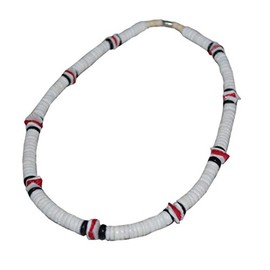 Tiger Smile Real Chips Puka Shell Choker Necklace 18" White Black Red
