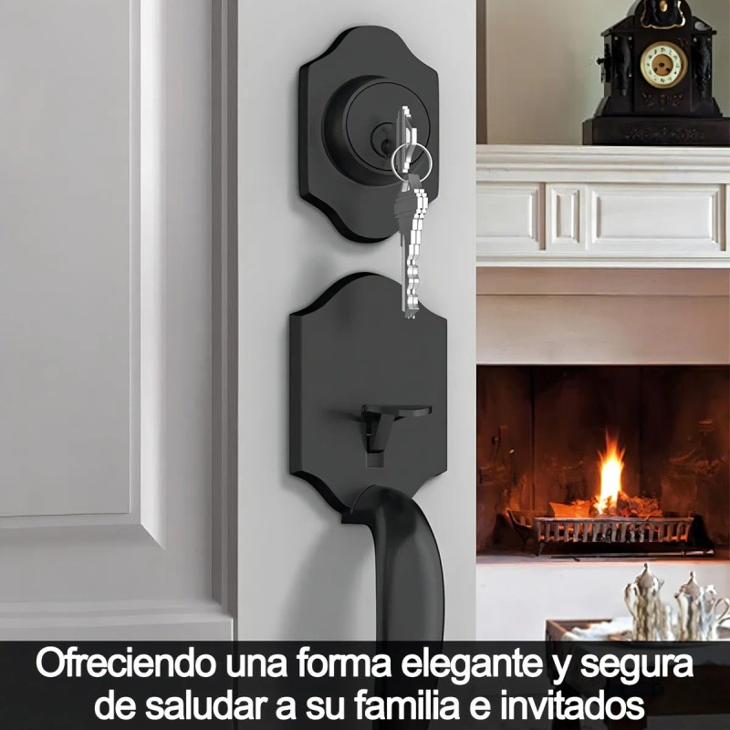 Cerradura Banna Puerta Principal Negra Aleación De Zinc Extensible 60