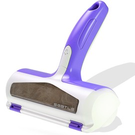 Sebtle Pet Hair Remover Roller,Reusable Animal Hair Removal Brush for Dogs and Cats,Lint Roller Remover Easy to Clean Pet Fur from Carpet,Sofa,Bedding,Furniture and Rugs-Transparent lid Purple
