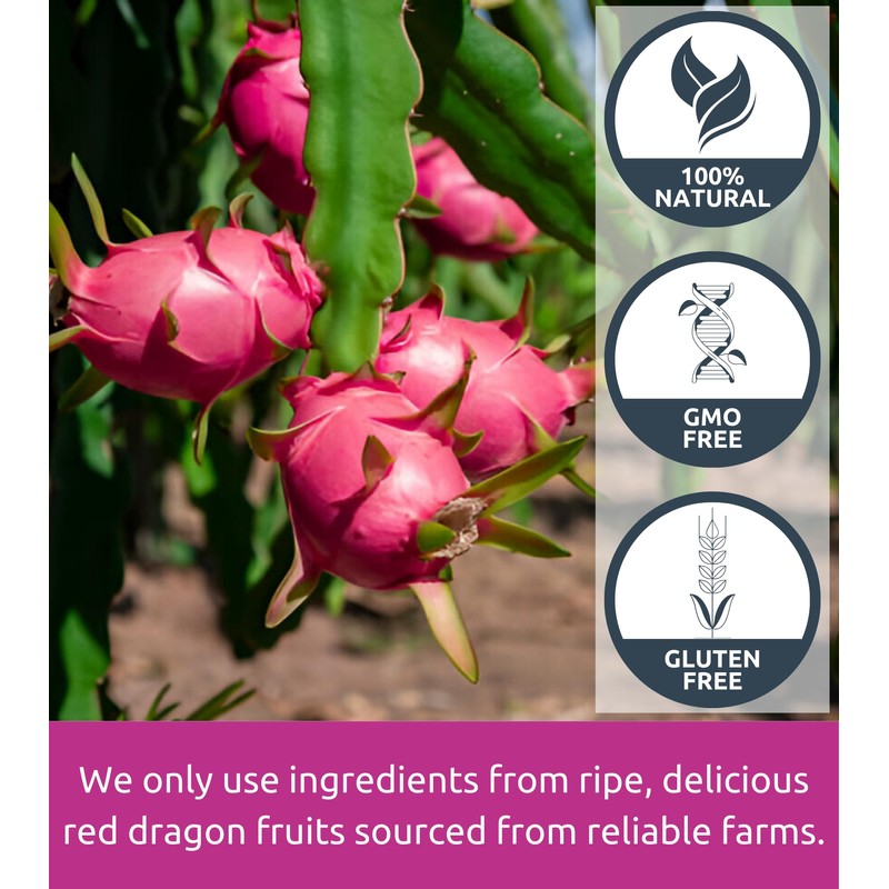 KAMVIVA Vietnam's Freeze Dried Dragon Fruit, 227g/8.0 Oz, 100% Natural,