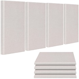BUBOS 4 PCS Fabric Acoustic Panels,24''x12''x2'' Sound Proof Panels for Walls,Self-adhesive Soundproof Wall Panels for Echo Absorption for Home Studio Office (Linen)