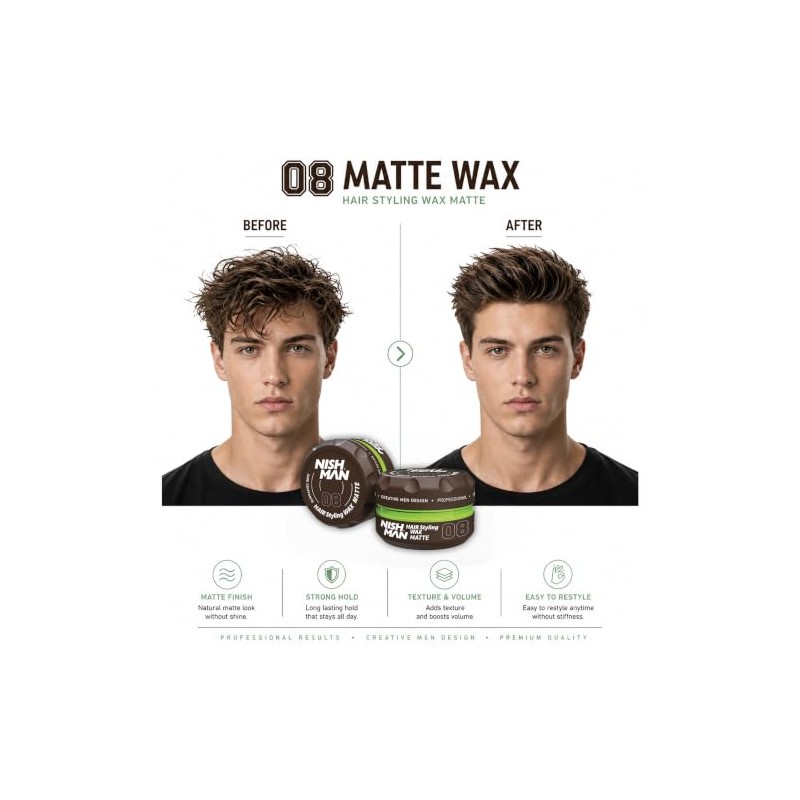 NISHMAN HAIR STYLING WAX MATTE 08 CIRE COIFFANTE 150ML