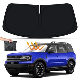 LUNQIN Car Sun Shade for Ford Bronco Sport 2021 2022 2023 2024 Auto Interior Accessories Front Windshield Sunshade Foldable Insulation Privacy Reflective Protector Parasol Window Curtains Cover Visor