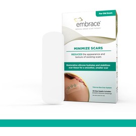Embrace Minimize for Old Scars, Cut-To-Size Large (4.7") Silicone Scar Sheets, 30 Day Supply