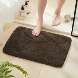 TECHMILLY Super Soft Shaggy Bath Mat, Absorbent Thick Non Slip Microfiber Bathroom Rugs, Quick Dry Machine Washable Bath Mat for Bathroom Floor, Bathtub and Shower 17"x24"