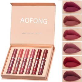 Labial Mate de Larga Duración, Labial Líquido, 6 Piezas Labial Traje, Lápiz Impermeable Kit, Labiales set (A)