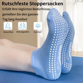 TENQUAN Yoga Socks, 2/4 Pairs Stopper Socks for Men and Women, Non-Slip Grip Socks for Yoga, Pilates, Hospital, Barre or Home Sports and Exercise (Unisex 35-46), 2 Blue (Ankle)