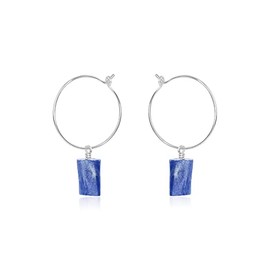 Kyanite Raw Nugget Hoop Earrings in Sterling Silver