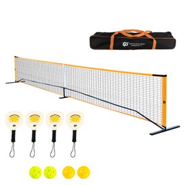 YIYIONCE Portable Pickleball Net Set Foldable Pickleball Net with 4 Pickleball Paddles & 4 Balls Outdoor Pickleball Set with Net & Carry Bag 22fFT Regular Size Pickleball Net for Lawns Parks| US STOCK
