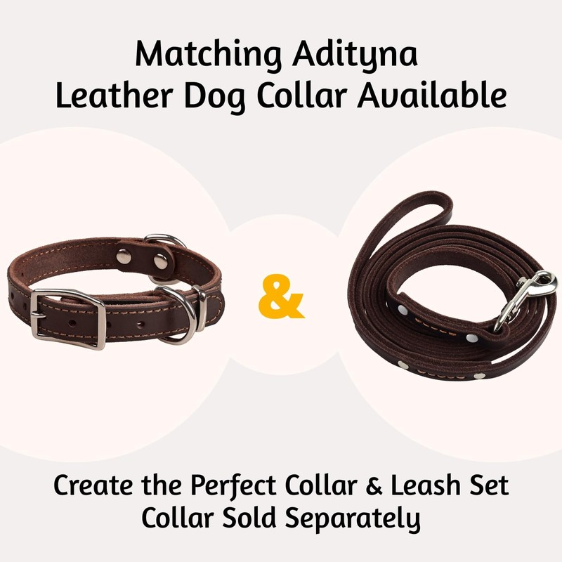 ADITYNA - Premium Leather Dog Leash - 6 ft, Heavy-Duty,