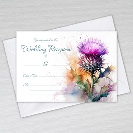 Scottish Wedding Reception Evening Invitations with Envelopes Scotland Flower Theme: Scottish Thistle Wedding Reception Invites (Pack of 50 with Envelopes)