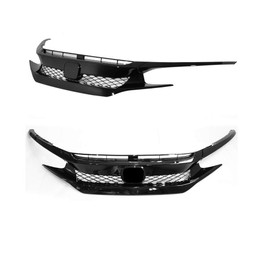 Titanium Plus Autoparts Grille Grill Compatible For 2016-2018 Honda Civic 10th FK8 Type R Style Glossy Black Mesh
