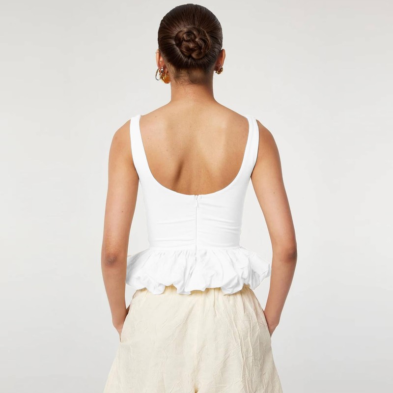 Ngdcseo Tank Going Out Crop Tops for Women Sleeveless Ruffle