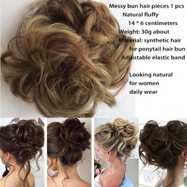 Messy Bun Hair Piece 1PCS Human Hair Curly Synthetic Hair Chignons Scrunchies Fluffy Hair Bun for Women Bun Hair Donut Updo Hair Pieces Bun