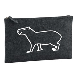 Huuraa Capybara Silhouette Toiletry Bag Gift 1 Litre Charcoal Felt Capybara Gift Idea