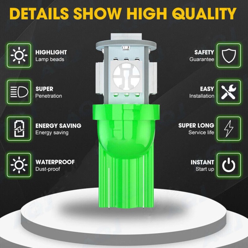 AQJ 10X Green LED Bulbs Instrument Cluster Panel Backlight Gauge