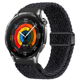 Compatible with Huawe Watch GT 5 46mm Strap 22mm Watch Band Nylon for Huawe Watch 4 46mm Buckle Strap Compatible with Huawe GT 4 3 2 46mm Watch Straps (Watch Not Included) (Black and Graphite)