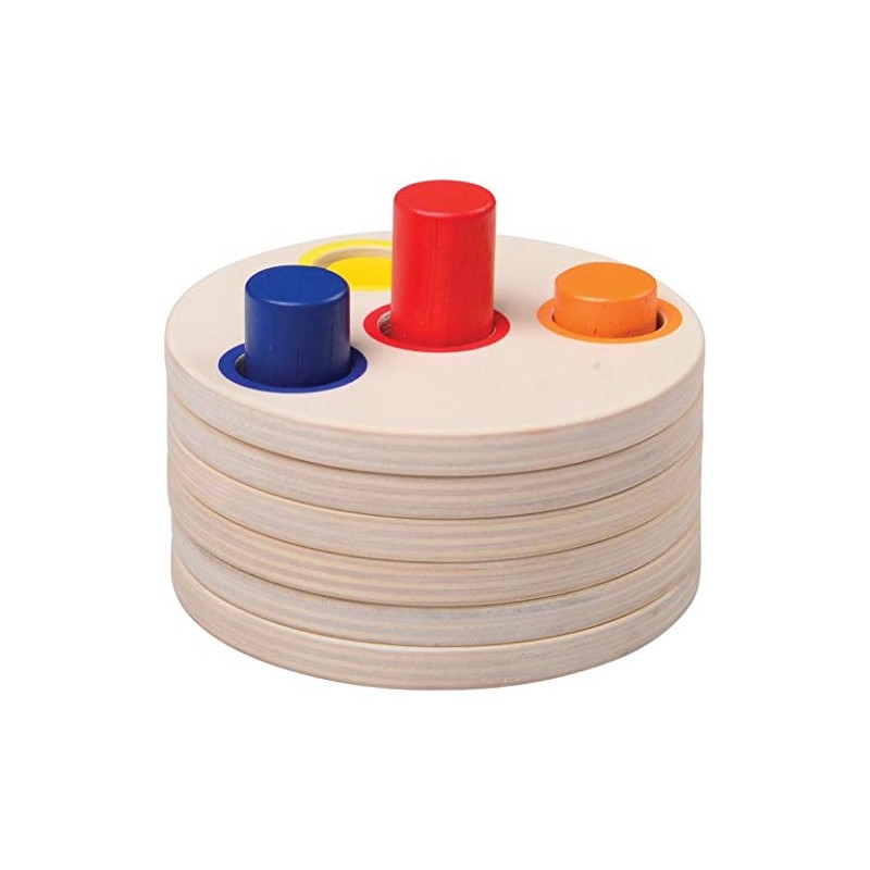 Constructive Playthings SAN-24 Wooden Logic Stacking Puzzles, Colorful Stackable Puzzle