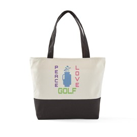 CafePress Peace Love Golf Canvas Tote Top Zipper Closure
