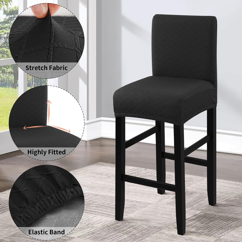 Fuloon Waterproof Chair Covers, Bar Stool, Stretch Jacquard Bar Stool