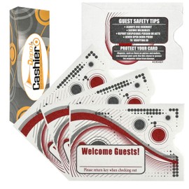 1000 Cashier Depot Key Card Sleeves/Envelopes Welcome Guests 2 3/8" x 3 1/2" Sturdy 24lb White Paper, 1000 Sleeves (Red & Gray)