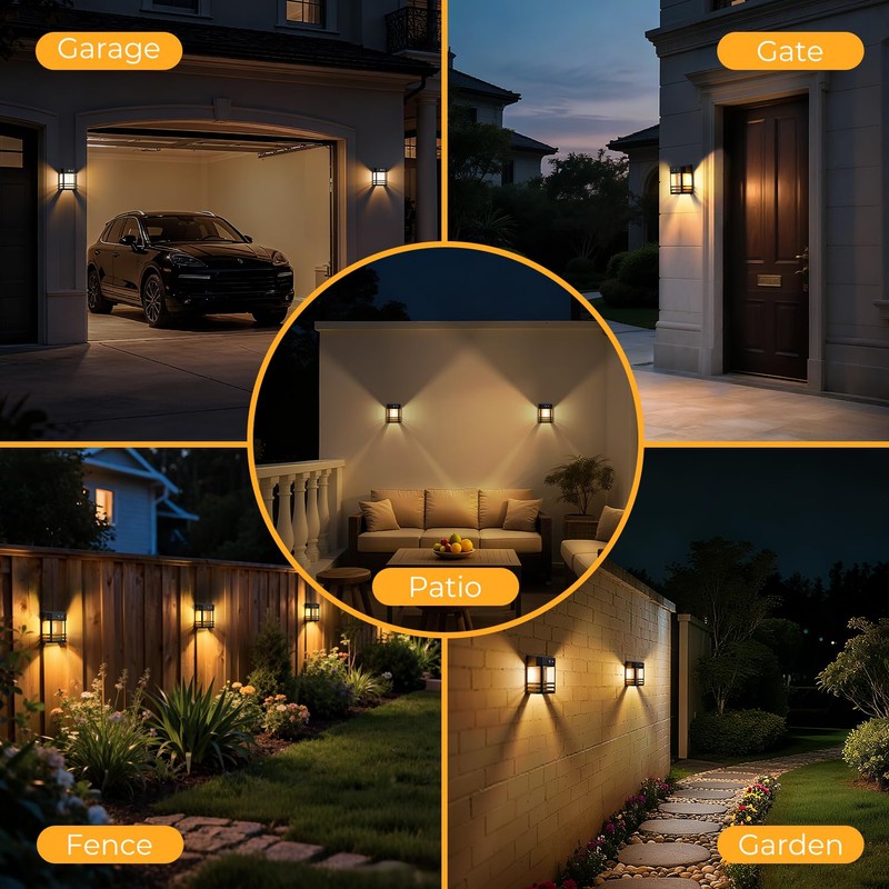 btfarm 2 Pack Solar Wall Lights Outdoor,3 Modes Motion Sensor
