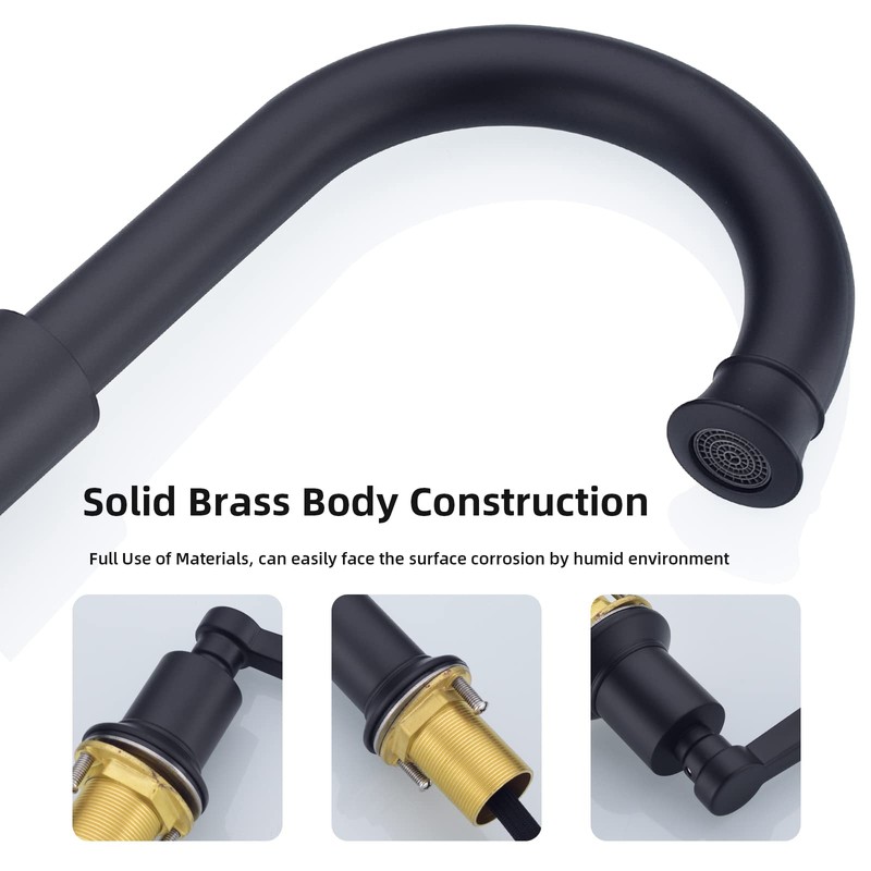 TRUSTMI Matte Black Bathroom Faucet Brass 2 Handle 8 Inch