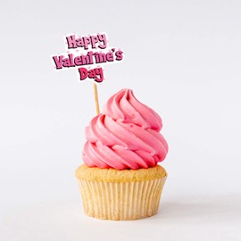 GloDreAm Valentine’s Day Cupcake Toppers Decorations - Food Picks Appetizers Toothpicks Sticks V-Day Dinner Party Supplies 144Ct