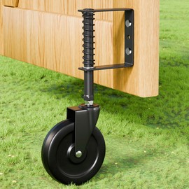 TIBEGOLD 5" Spring Loaded Gate Caster, Heavy Duty Gate Wheel for Outdoor Wooden Gate Fence, Gate Support Helper with 360° Swivel, Anti Sag Gate Kit, 220 Lbs Capacity, Black, 1 Pack