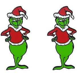 Cartoon Christmas Grumpy Character Metal Enamel Stud Earrings