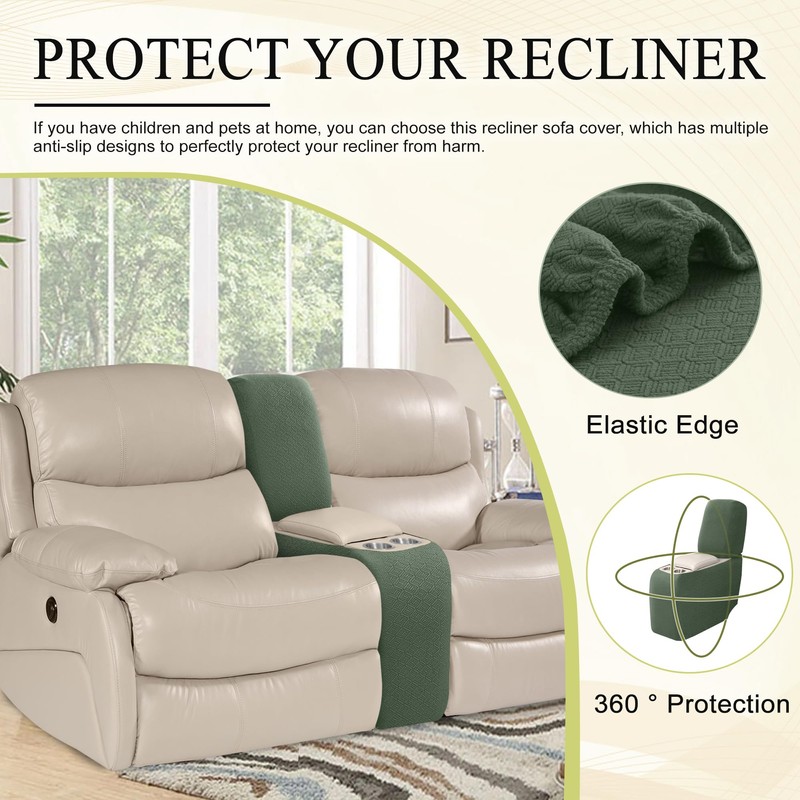 ROFASVCO 100% Waterproof Recliner Middle Console Cover Fleece Stretch Reclining