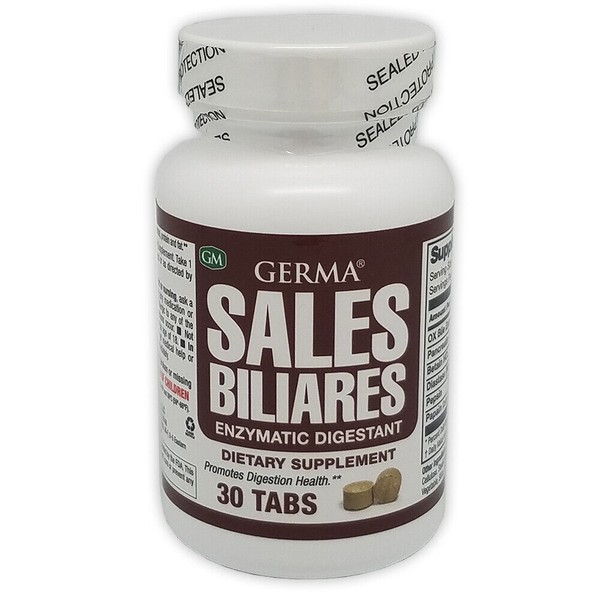 Germa Sales Biliares/Ox Bile Salts.Digestive Enzymes.Natural Supplement. 30 Tabs