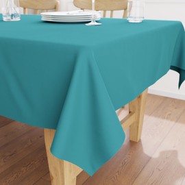 Encasa Table Cloth Size 140x230 cm | Cotton Canvas Fabric | Azul Blue Solid Color | Dining Tablecloth For Decoration - Machine Washable