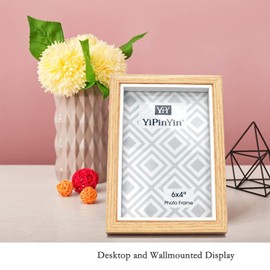 6 x 4'' Wooden White Two Tone Photo Frames, 3 Packs 4 x 6'' Wooden Boxed Frame Real Glass Front for Tabletop or Wallmounted Oxford Premium Modern Thin Picture Frame