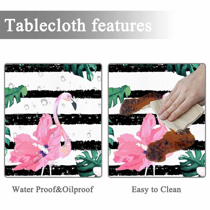 Yibeas Table Cloth Flamingo Round Tablecloth 60 inch Birds Pink