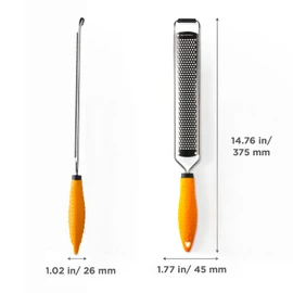 Deiss PRO Citrus Lemon Zester & Cheese Grater — Parmesan Cheese, Lemon, Ginger, Garlic, Nutmeg, Chocolate, Vegetables, Fruits - Razor-Sharp Stainless Steel Blade + Protect Cover - Dishwasher Safe
