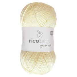 Rico Baby Cotton Soft dk Farbe 71 pastellgelb, weiche Babywolle, Baumwollmischgarn zum Stricken & Häkeln