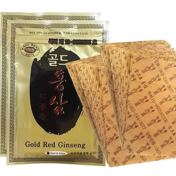 Gold Red Korean Red Ginseng Patch Powerstrip Energy Pain Relief