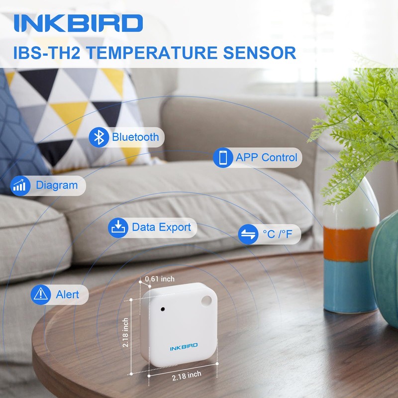 Inkbird IBS-TH2 Bluetooth Thermometer, Temperature Monitor with APP,Smart Sensor with